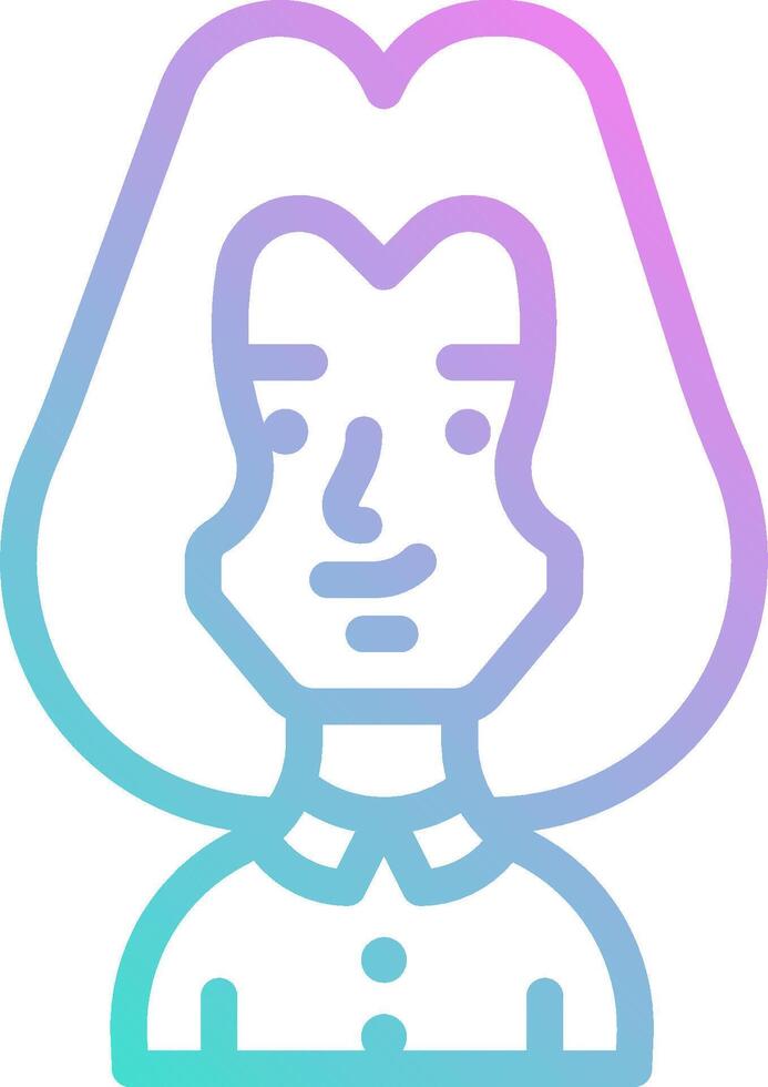 A woman with long hair and a blue and pink outline vector