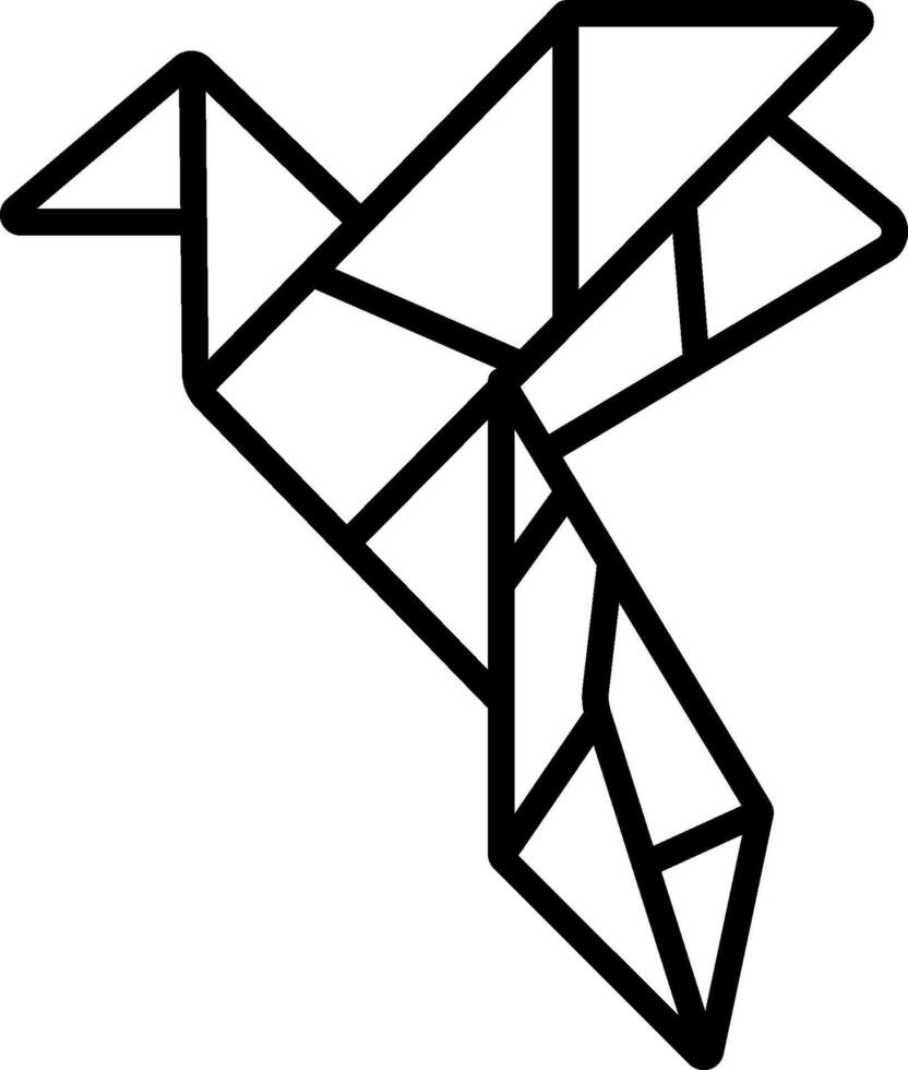 A black and white drawing of a bird with triangles vector