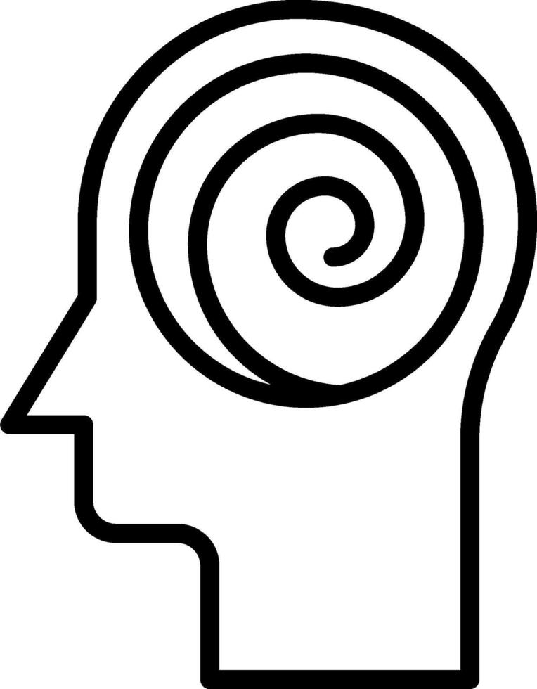 A black and white illustration of a head with a spiral in it vector