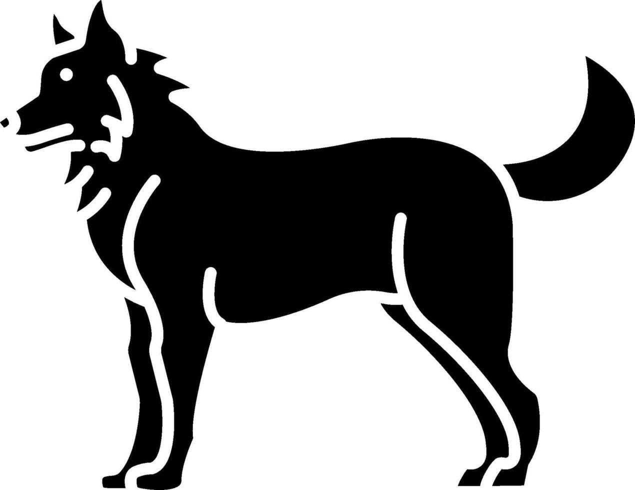 A black and white silhouette of a dog vector
