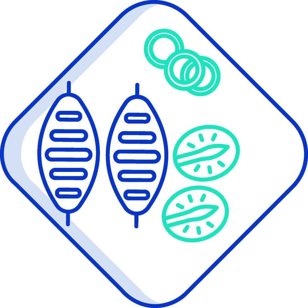 A blue and green icon of a pair of rings and a pair of rings vector