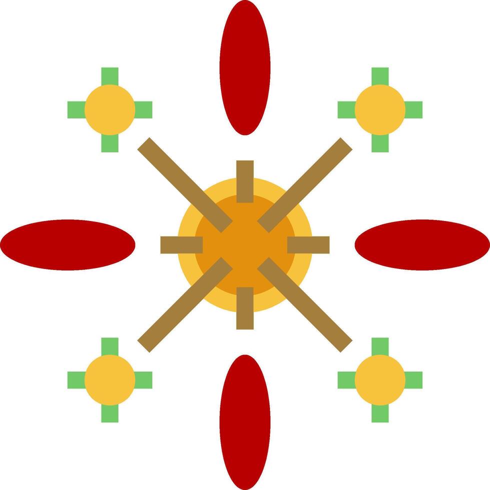 A red and yellow star with four crosses on it vector
