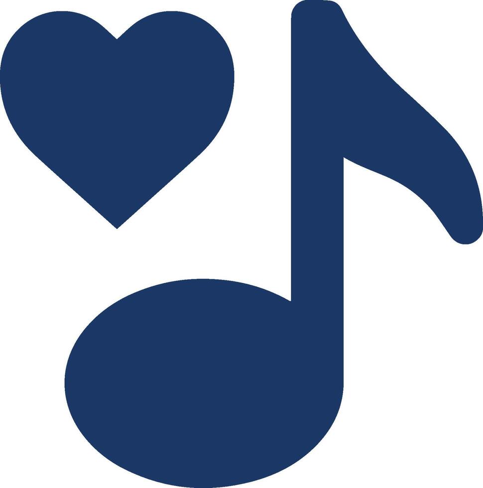 A blue music note and heart icon vector