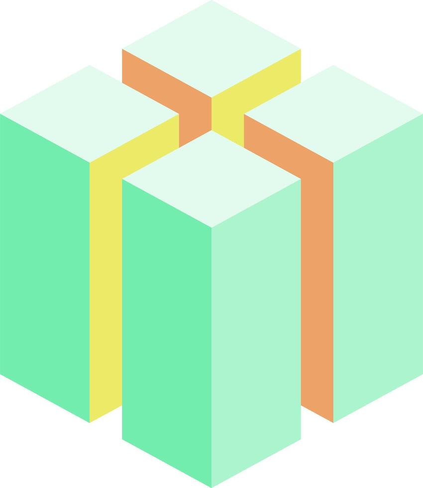 A green cube with yellow and orange stripes vector