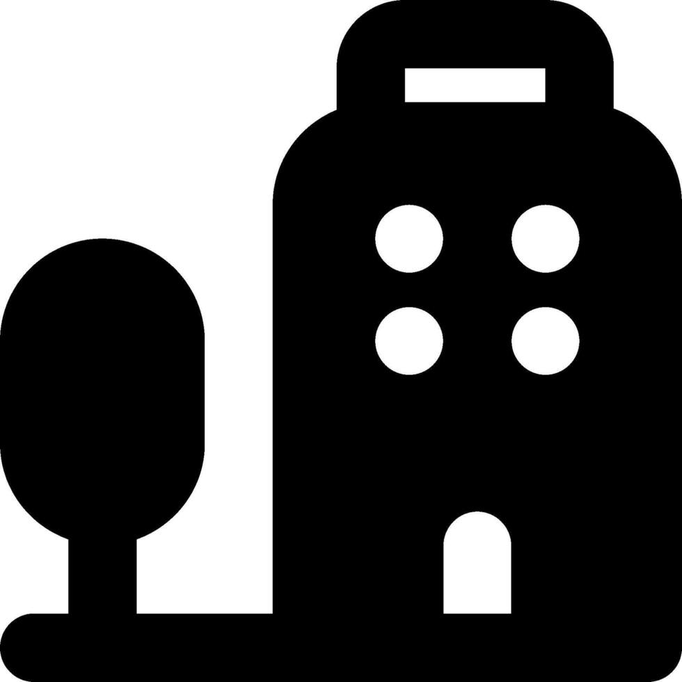 A black and white silhouette of a suitcase vector