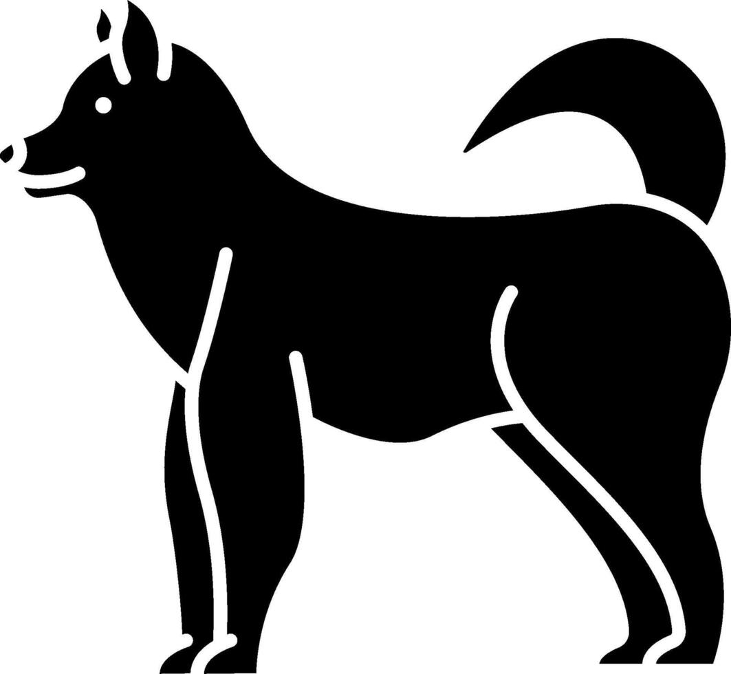 A black and white silhouette of a dog vector