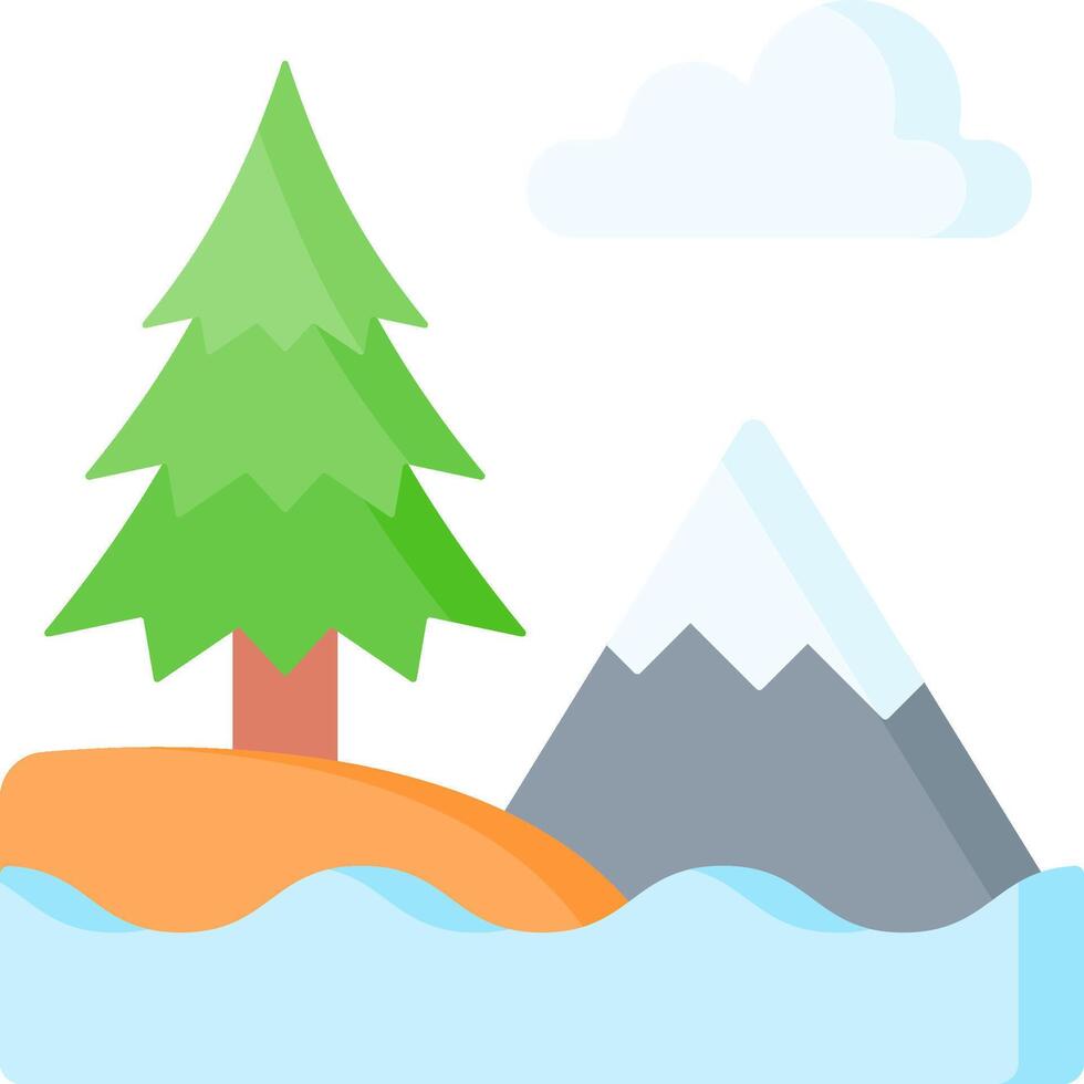 Lake and mountain with pine tree vector