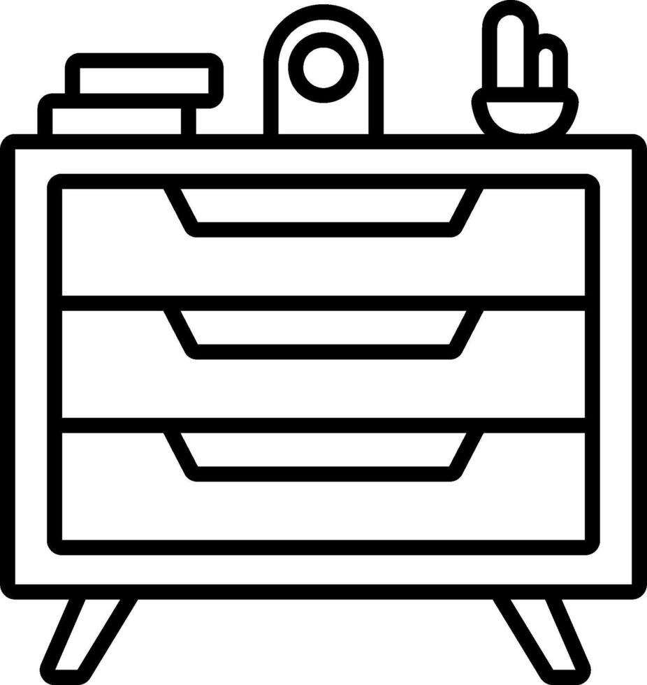 A black and white drawing of a dresser vector