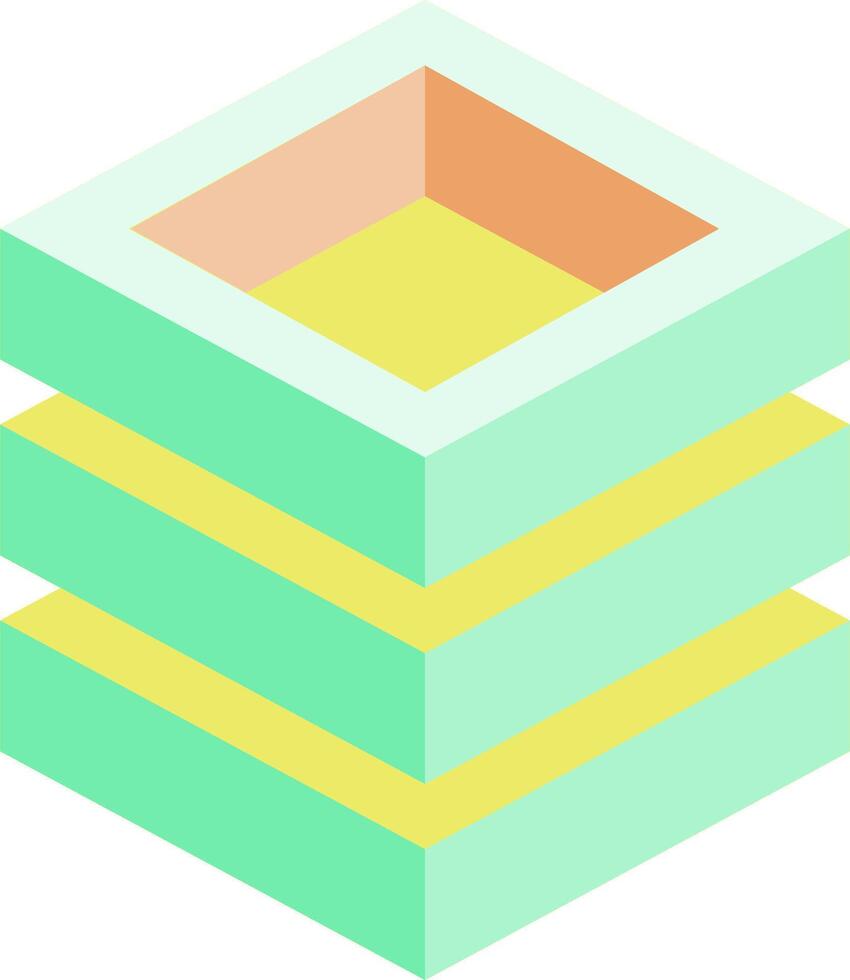 A green cube with yellow and orange squares vector