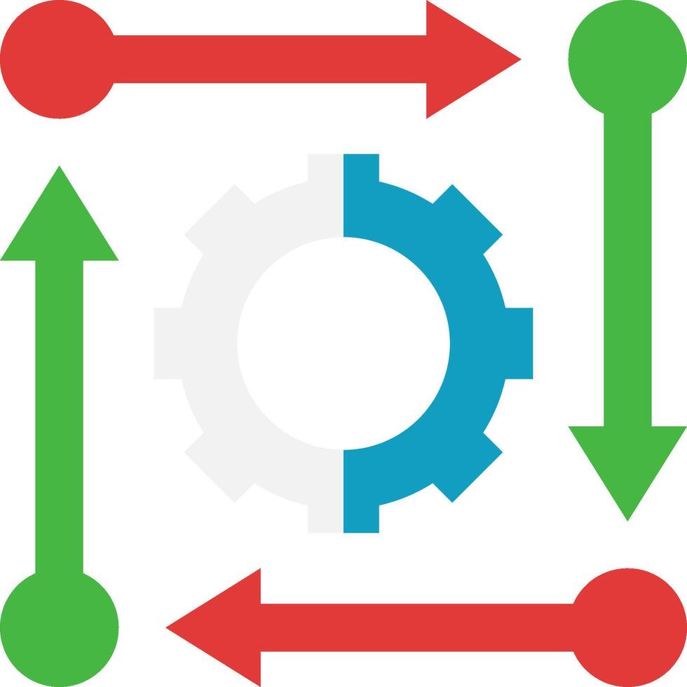 A gearwheel with arrows pointing to it vector