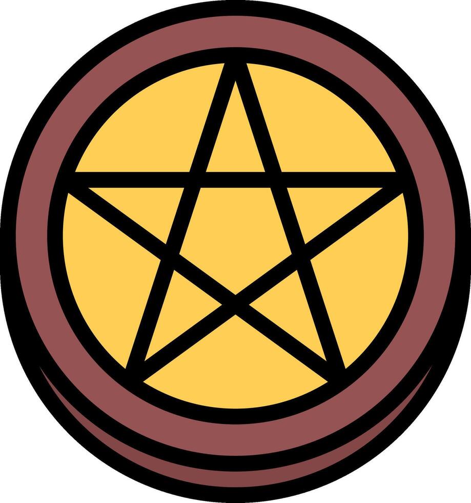 A pentagram in a circle with a yellow star vector