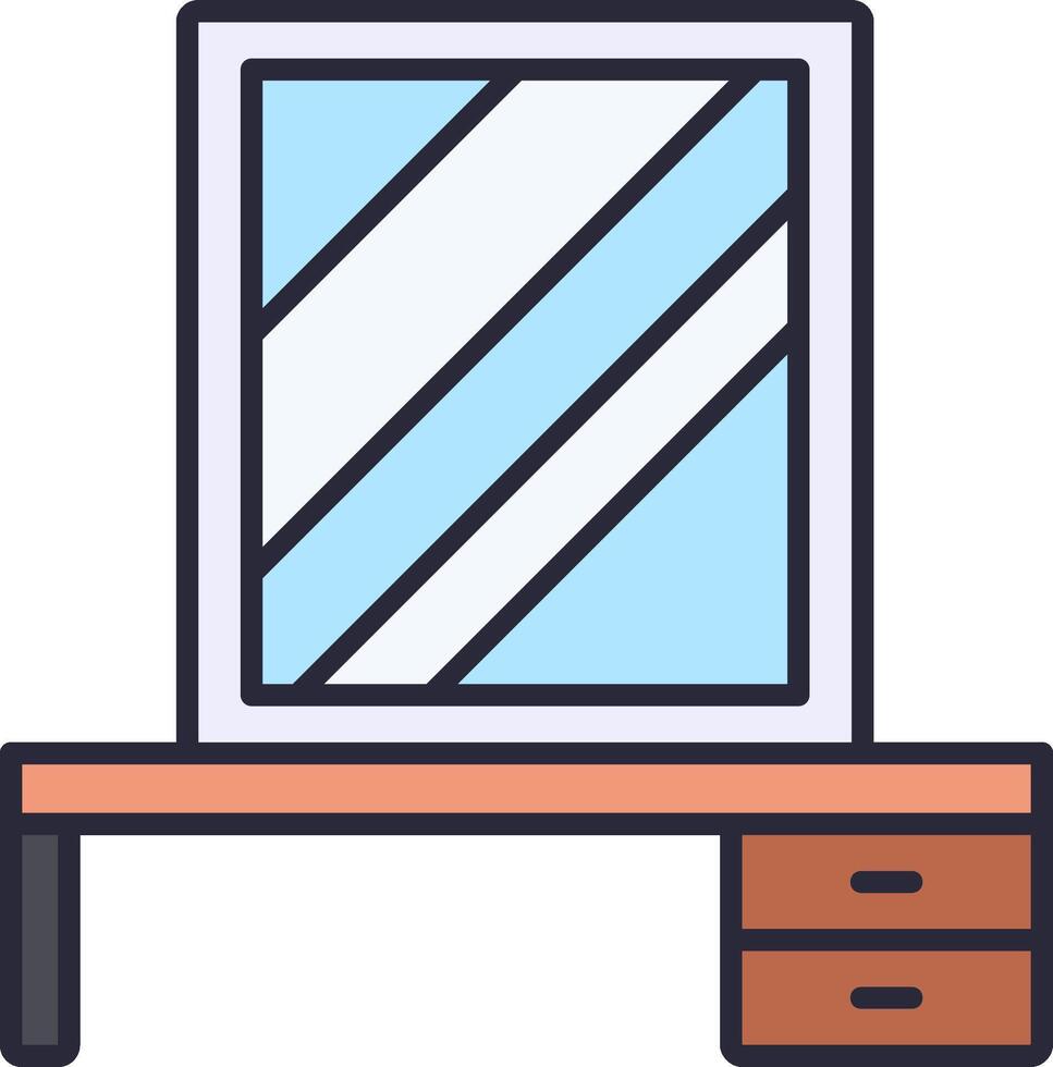 A desk and mirror with a window vector