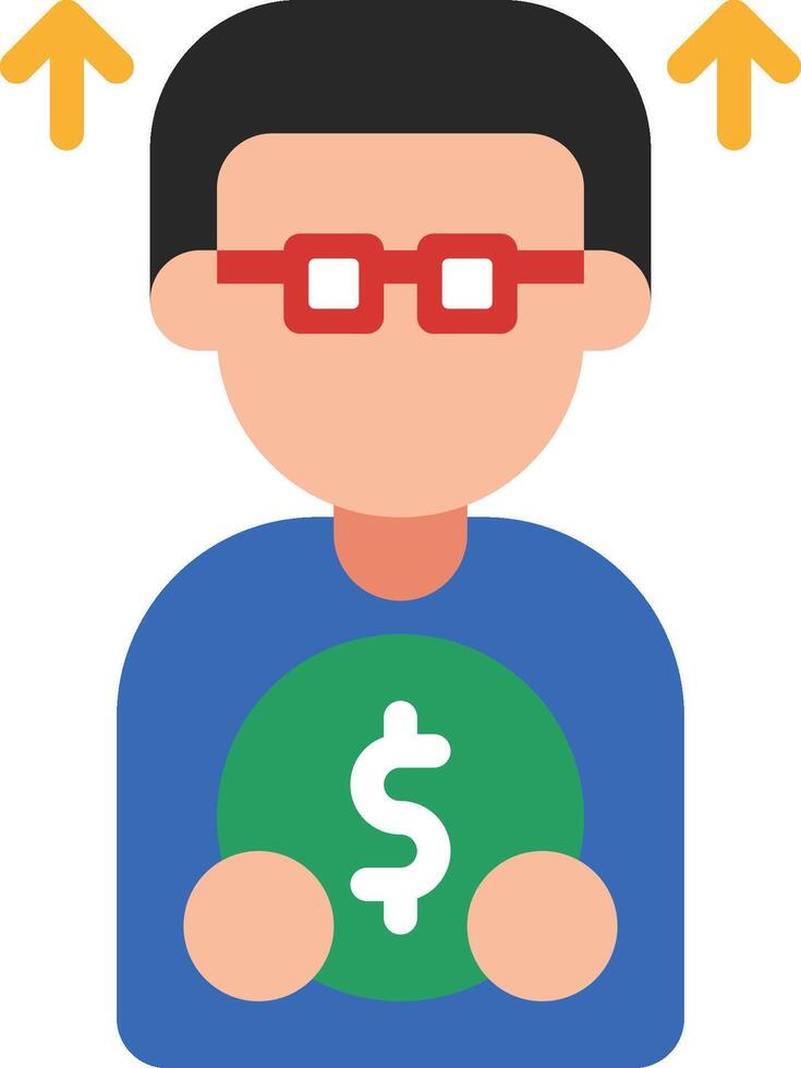 A man with glasses holding a dollar sign vector