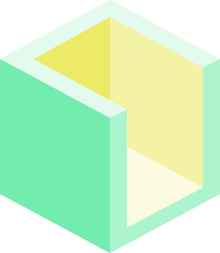 A cube with a yellow and green background vector