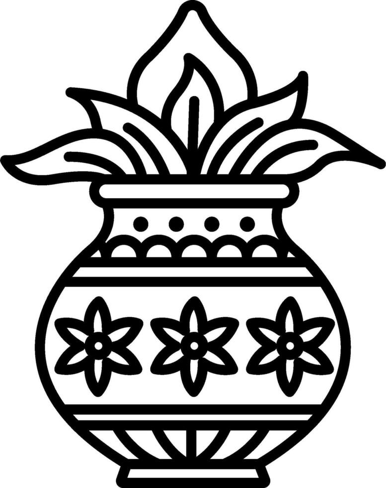 A black and white drawing of a flower pot vector