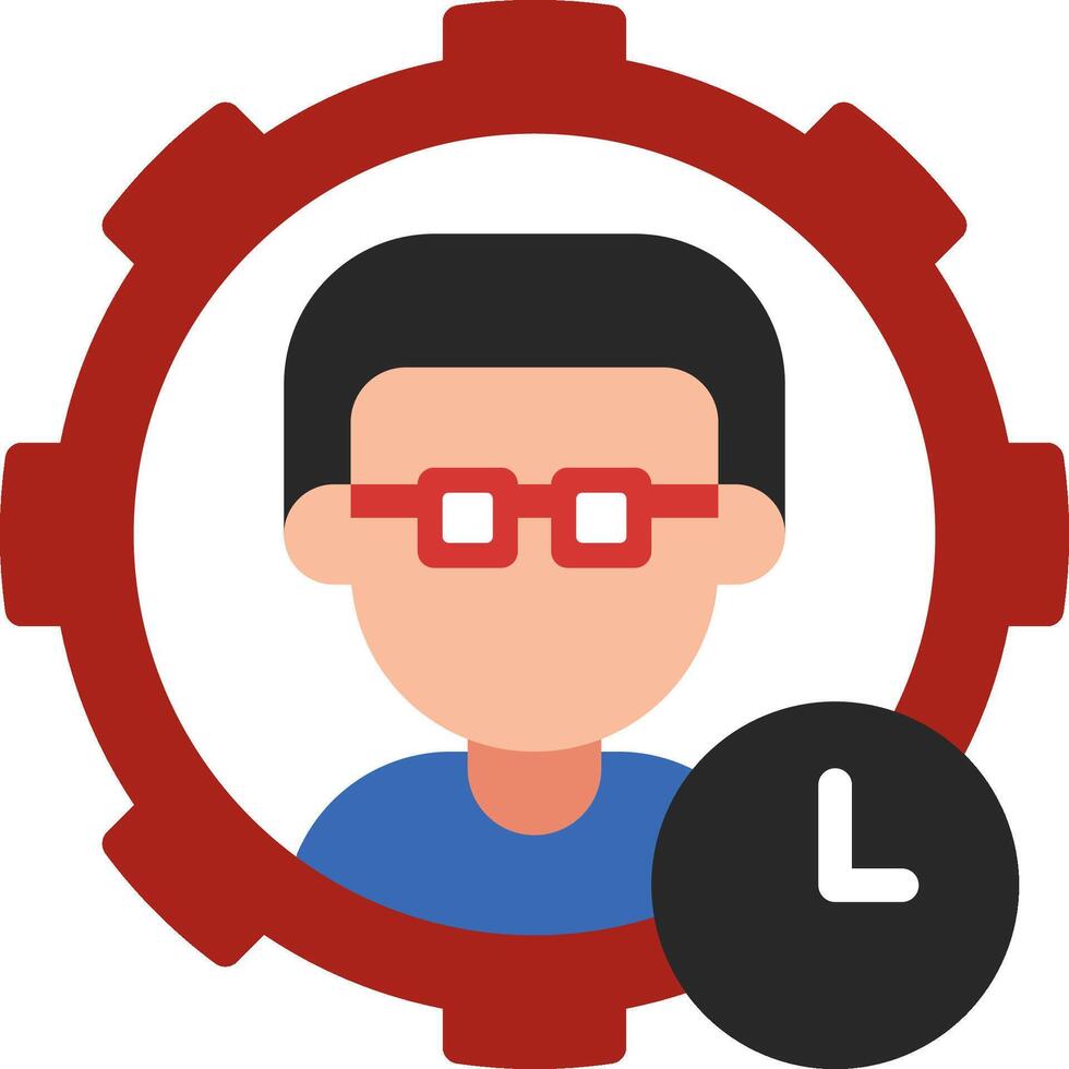 A man wearing glasses and a clock in a gear vector