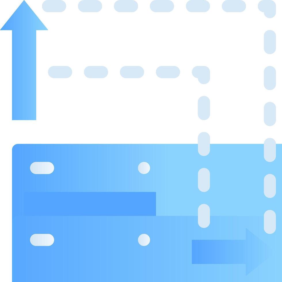 A blue and white illustration of a computer with an arrow pointing up vector