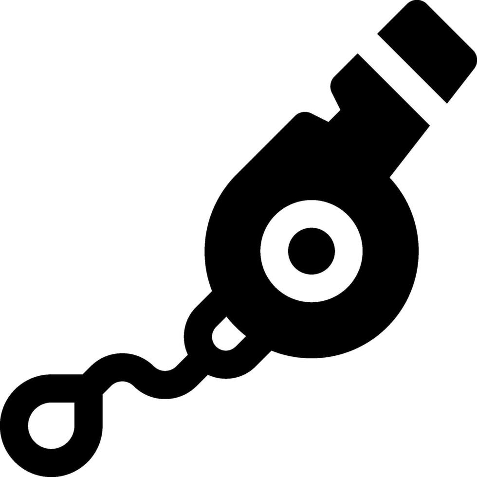 A black and white icon of a whistle vector