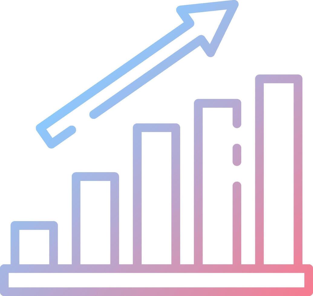A graph with an arrow going up vector