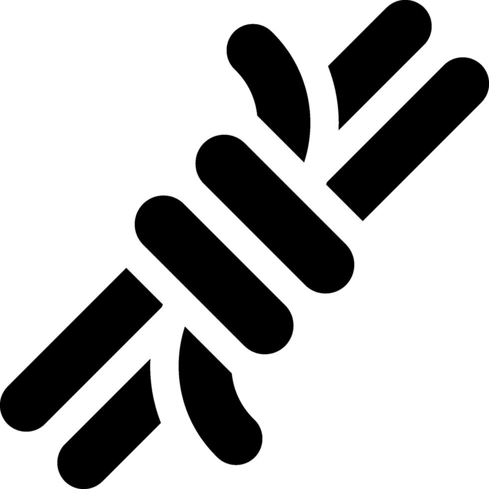 A black and white icon of a rope vector