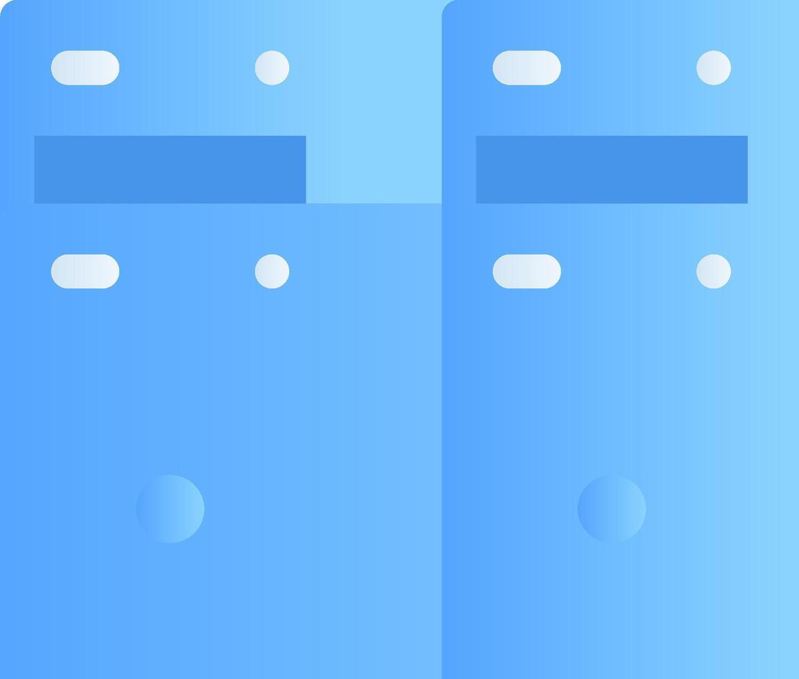 Two blue storage cabinets with two doors vector