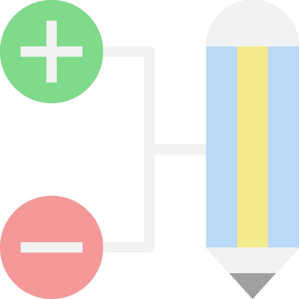 A pencil and a calculator are connected to each other vector