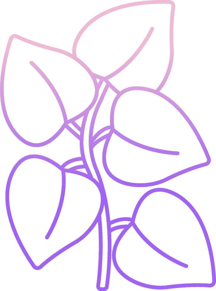 A purple line drawing of a plant with leaves vector
