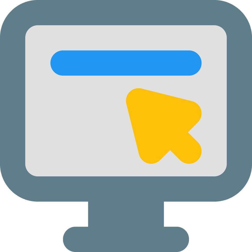 A computer monitor with a yellow arrow pointing to the right vector