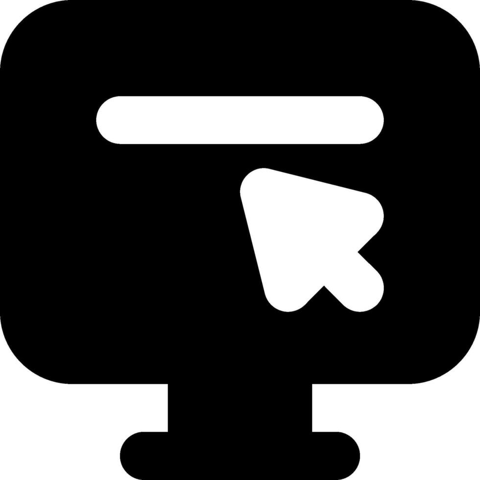 A black and white computer monitor with a mouse pointer vector