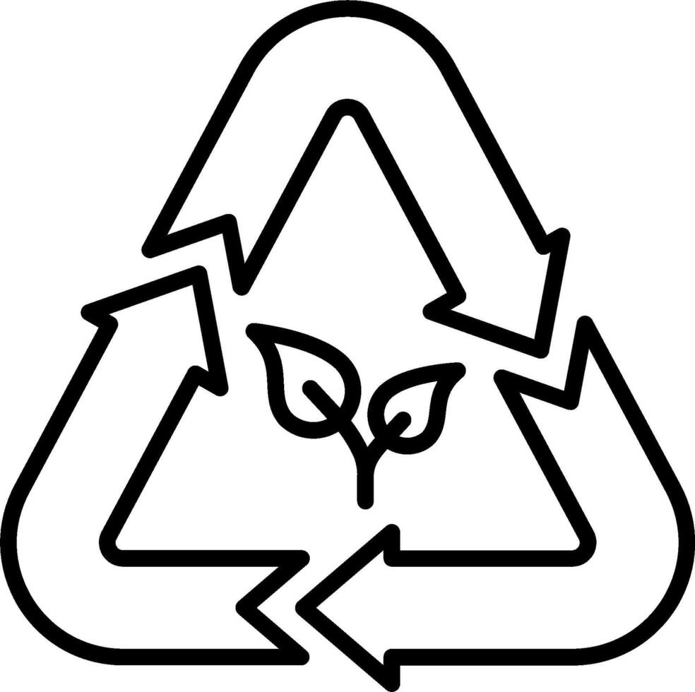 A recycling symbol with a plant in it vector