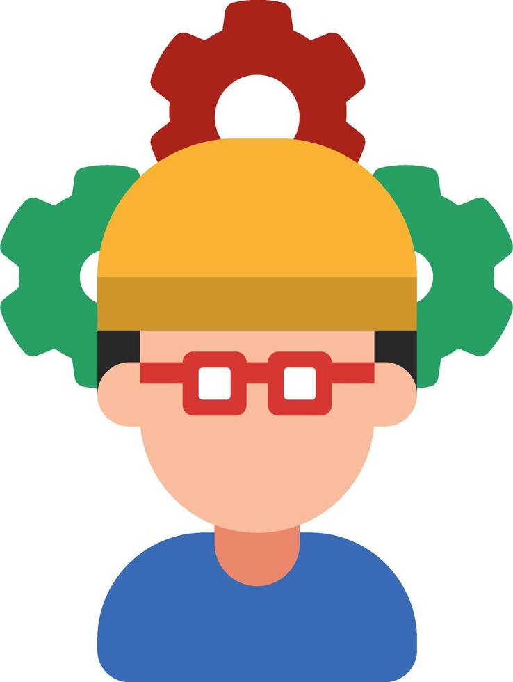 A man wearing a helmet with gears on his head vector