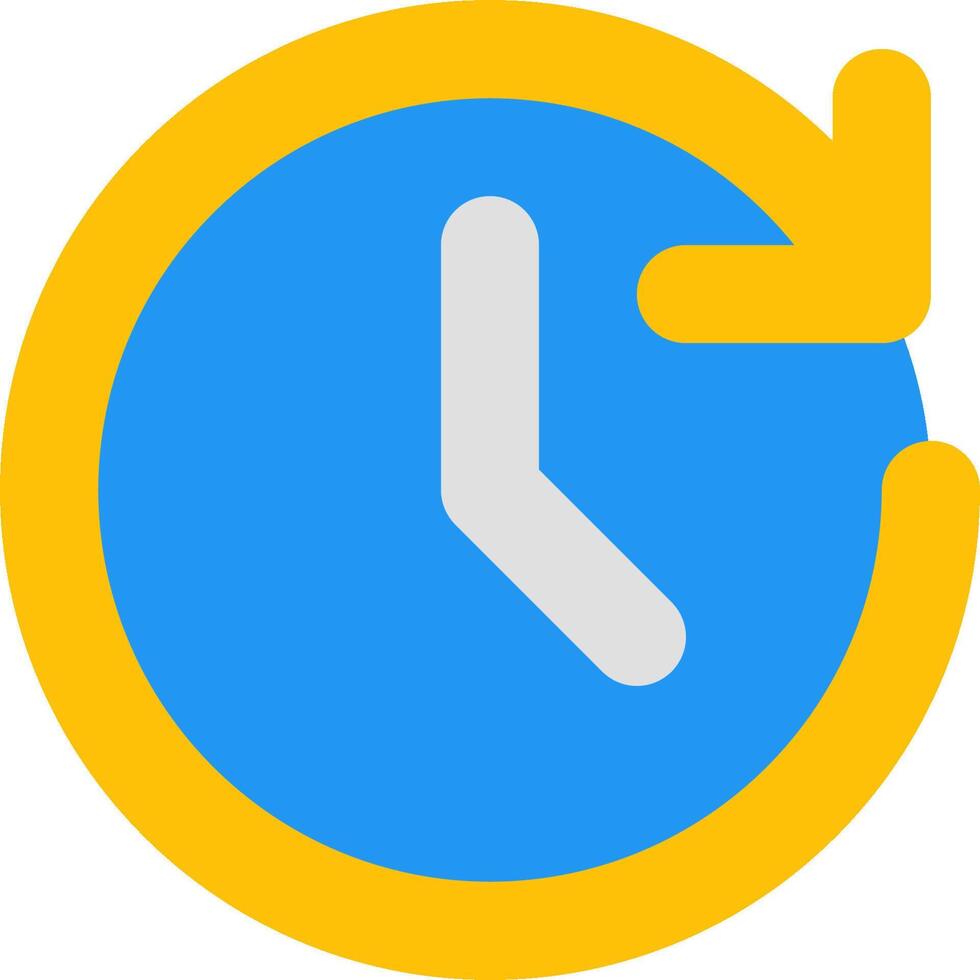A clock icon with a yellow arrow pointing to the right vector