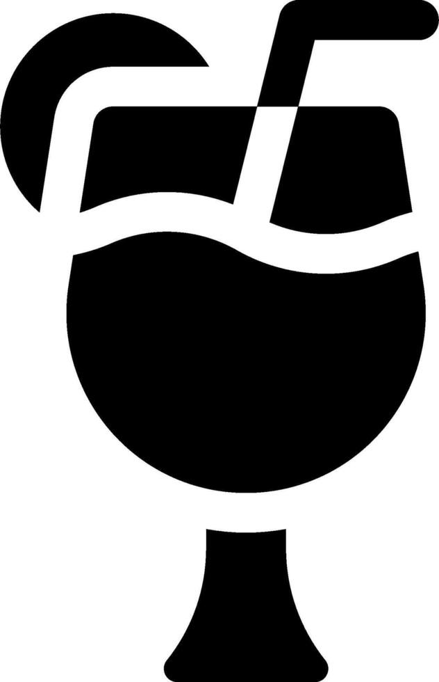 A black and white icon of a drink with a straw vector