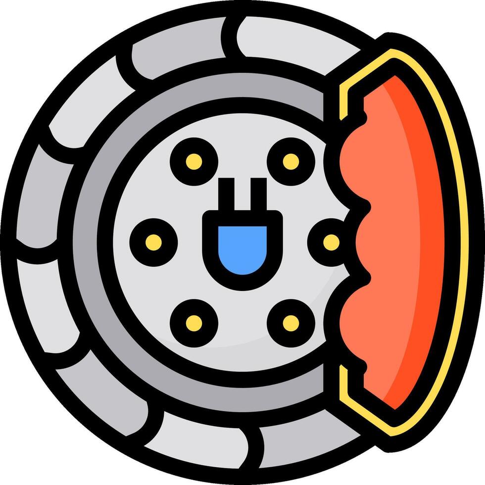 A car wheel with a blue and orange plug vector