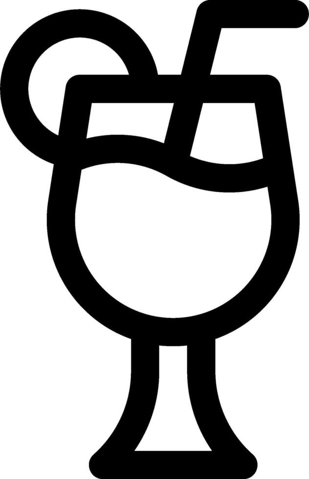 A black and white icon of a drink with a straw vector