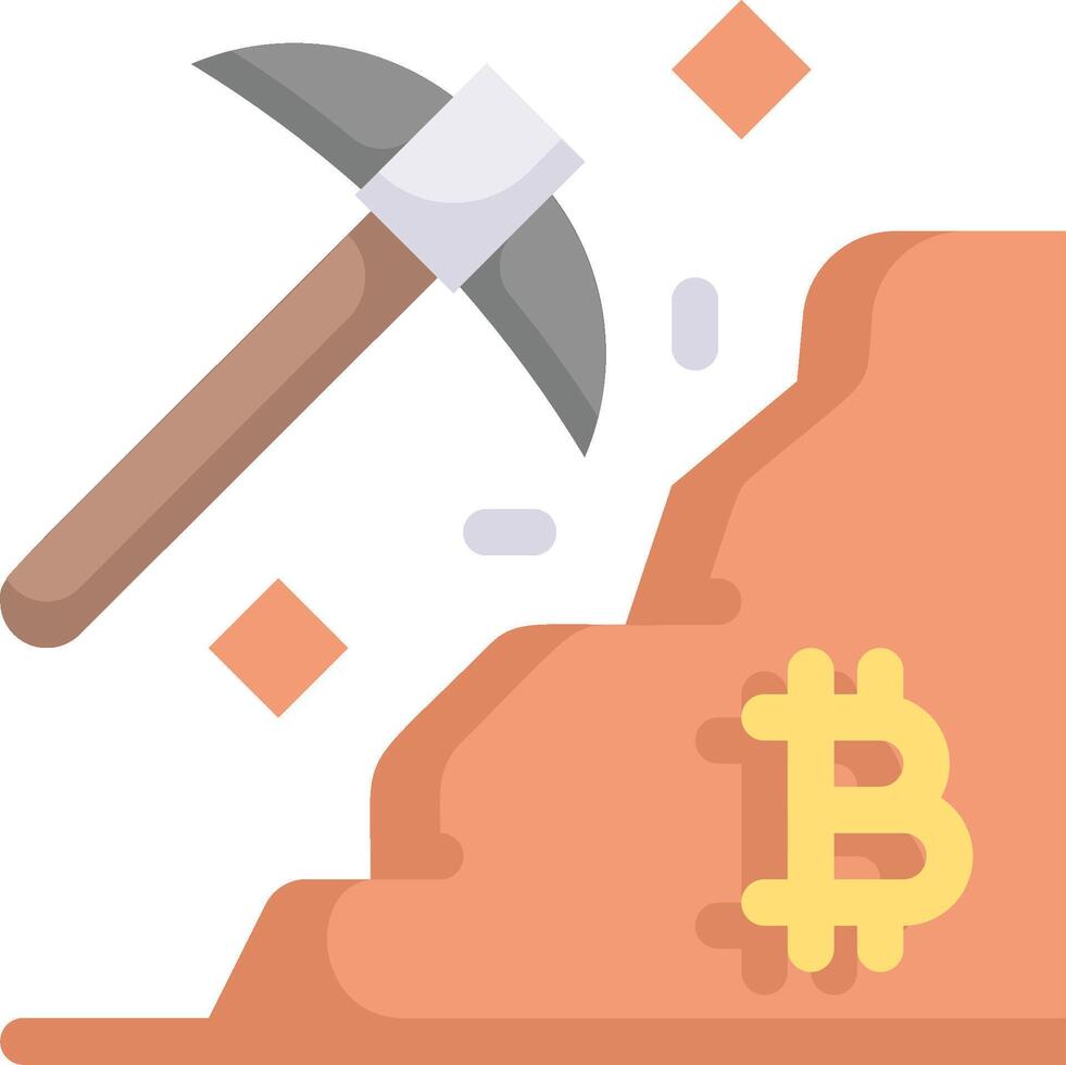 Bitcoin mining with a hammer vector