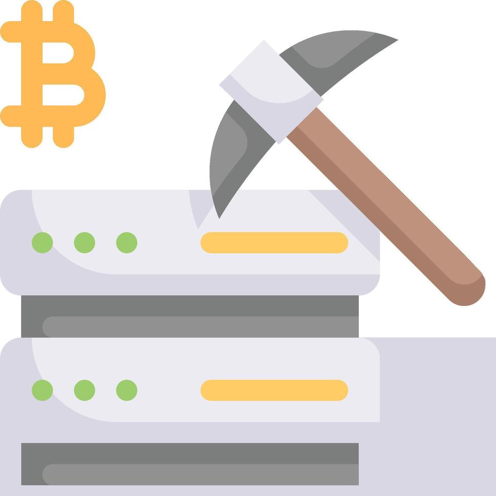 Bitcoin mining with a hammer vector