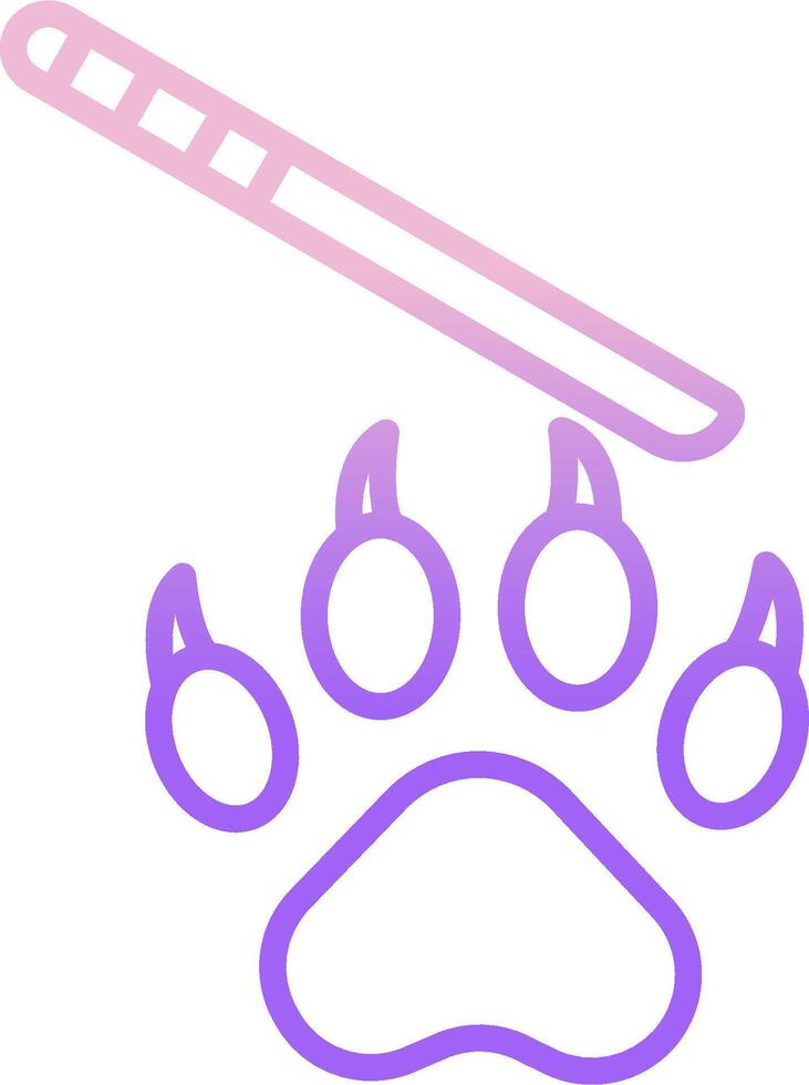 A purple paw with a stick and a toothbrush vector