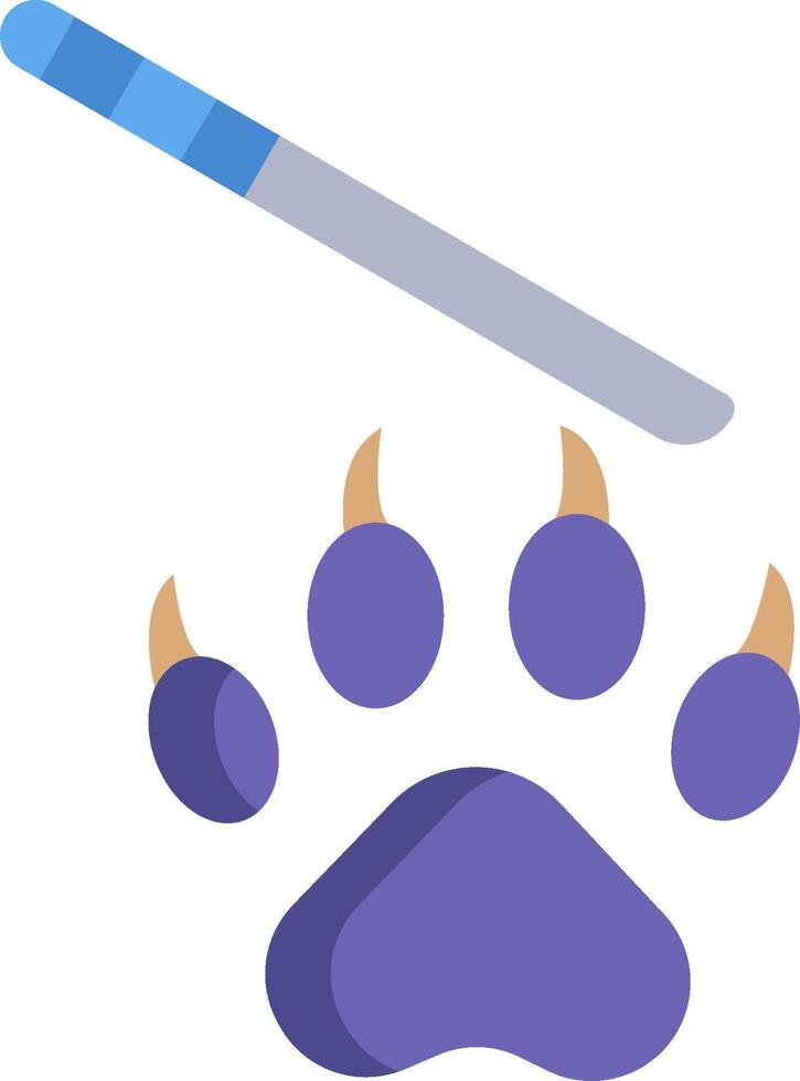 A purple paw with a knife and a blue toothbrush vector
