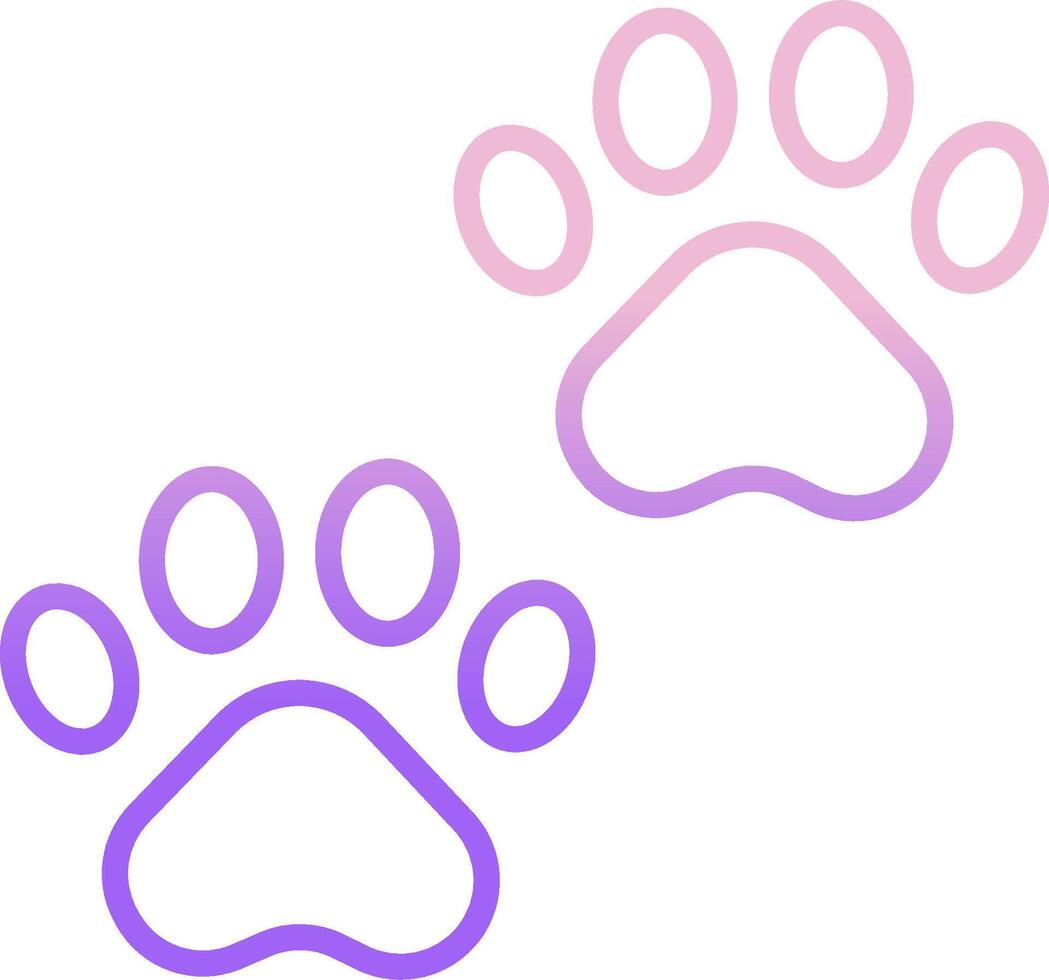 Two purple and pink paw prints are shown vector