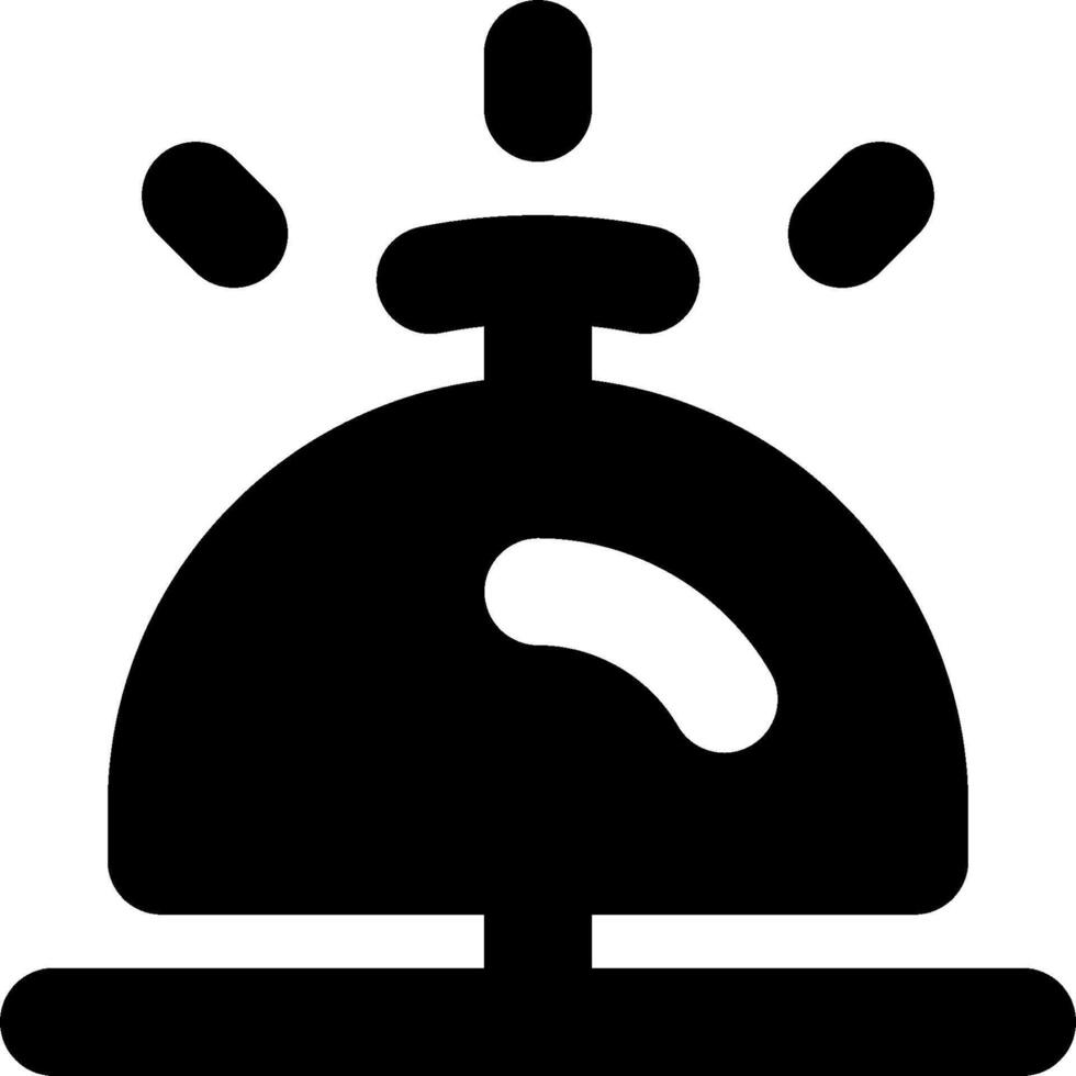A black and white icon of a bell vector
