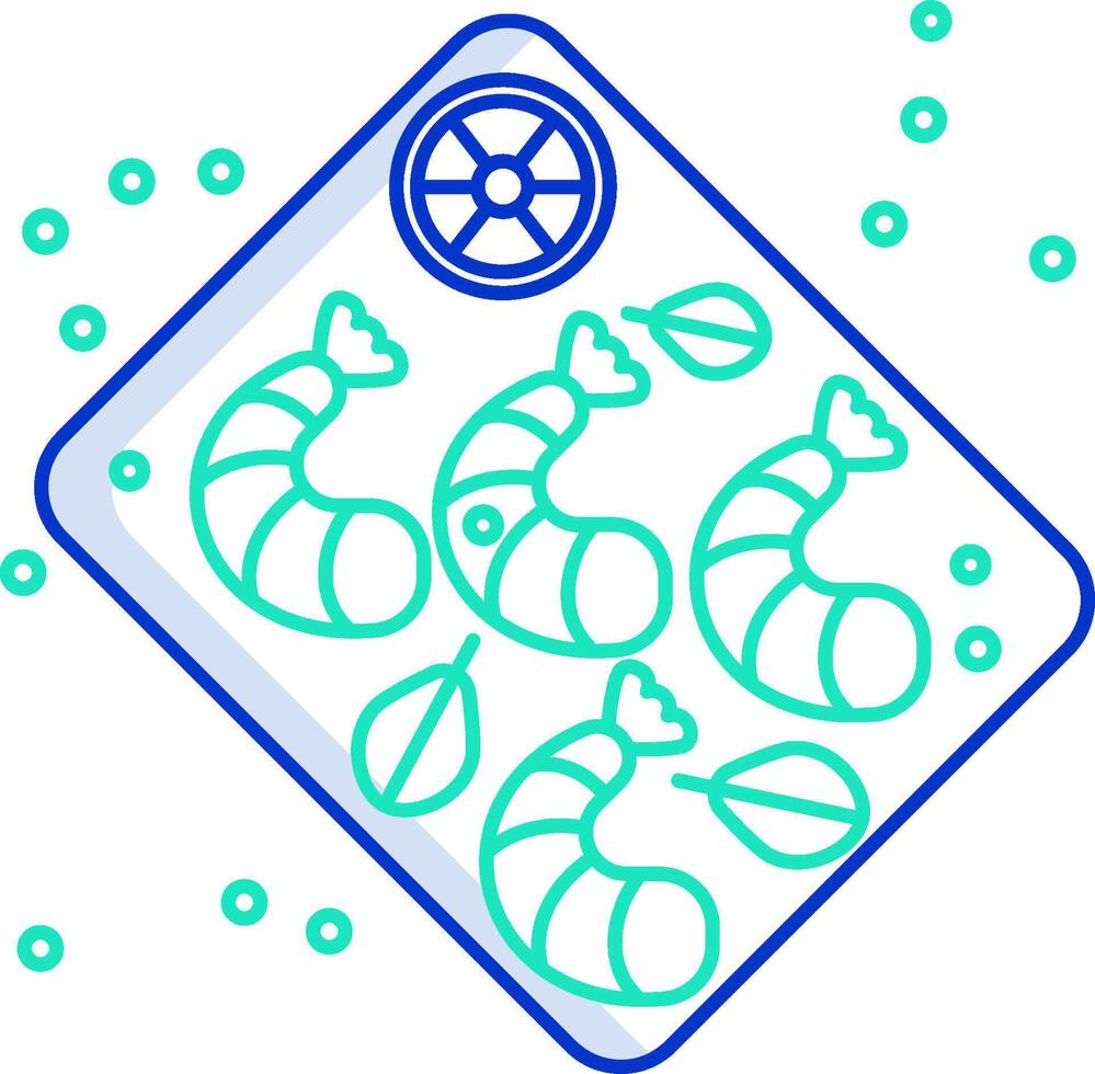 A tray with shrimp and other items on it vector