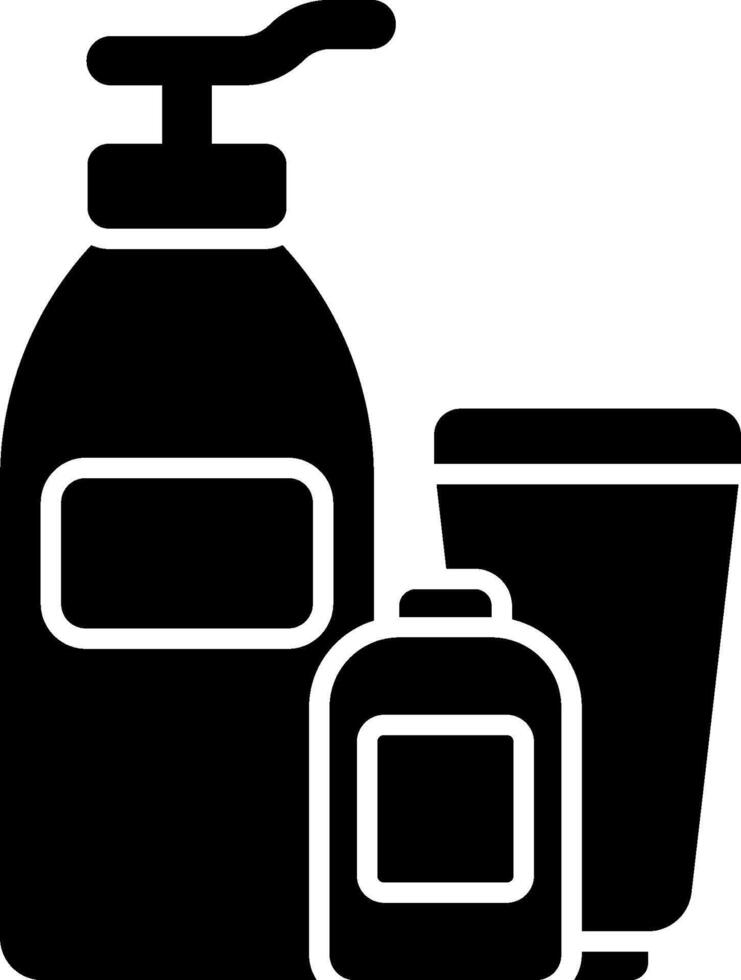 A bottle of soap and a cup of water vector