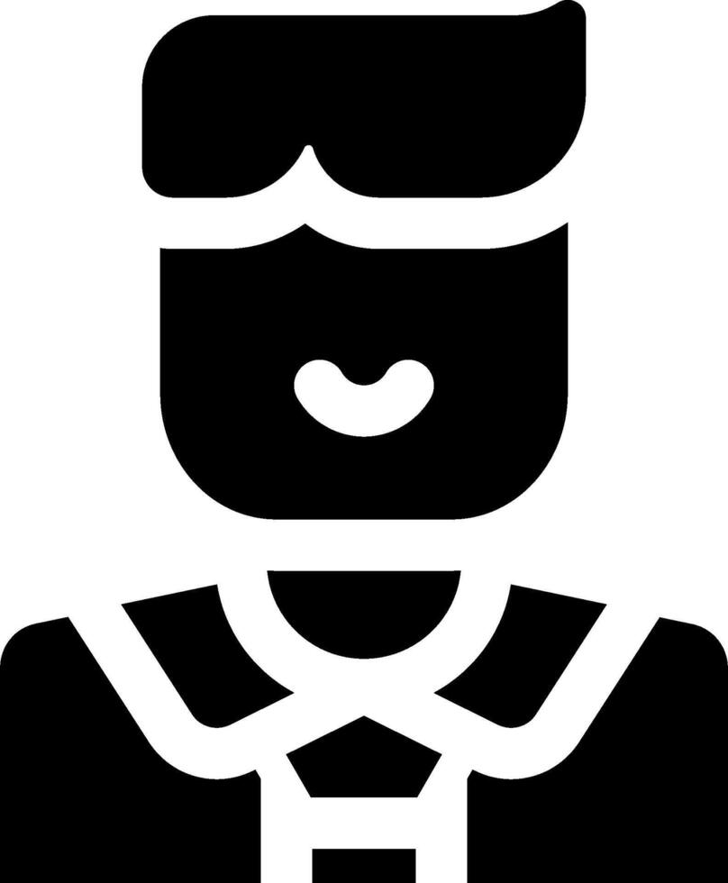 A black and white icon of a man with a tie vector