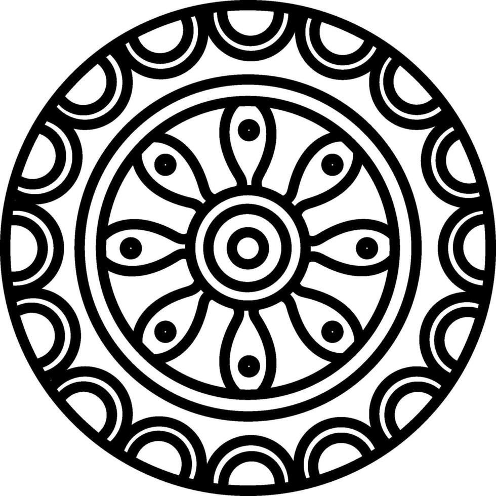 A circular design with a circular pattern in black and white vector