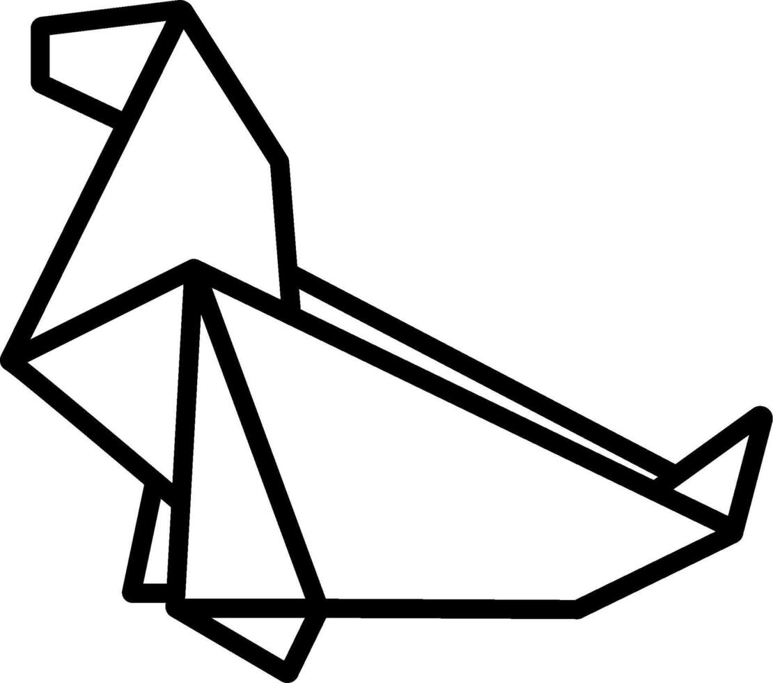 An origami bird with a line drawing of it vector