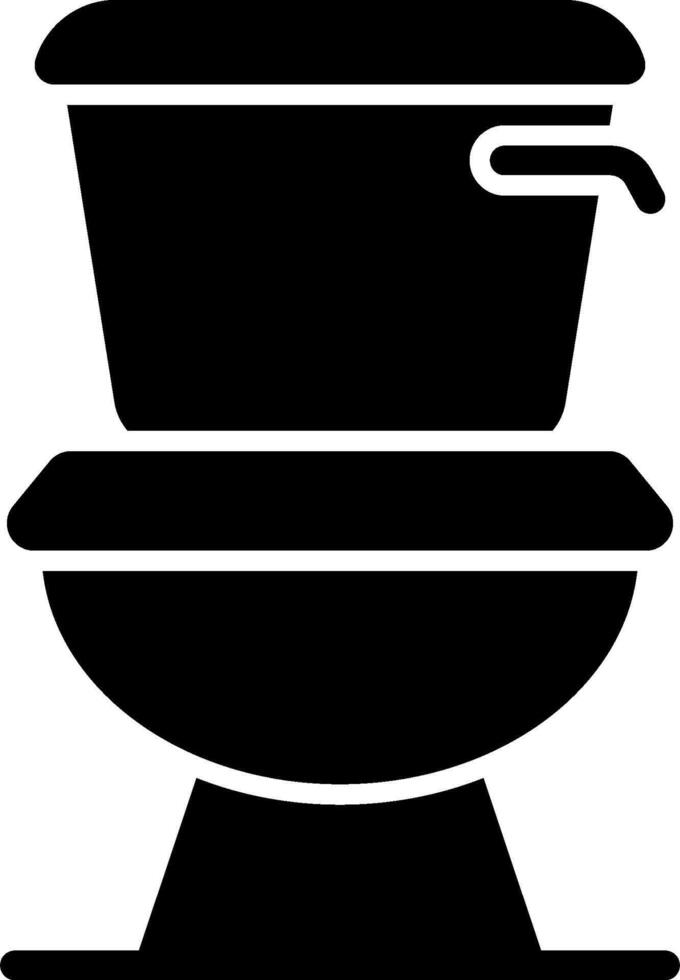 A black and white toilet with a lid vector