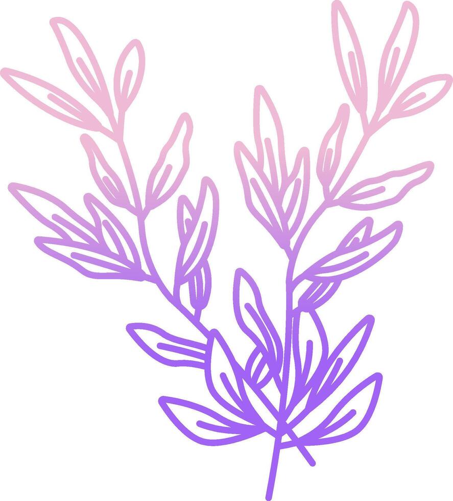 A purple and pink line drawing of a plant vector