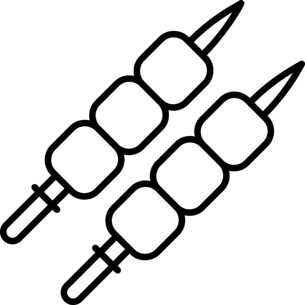 Two skewers on a skewer with a knife vector