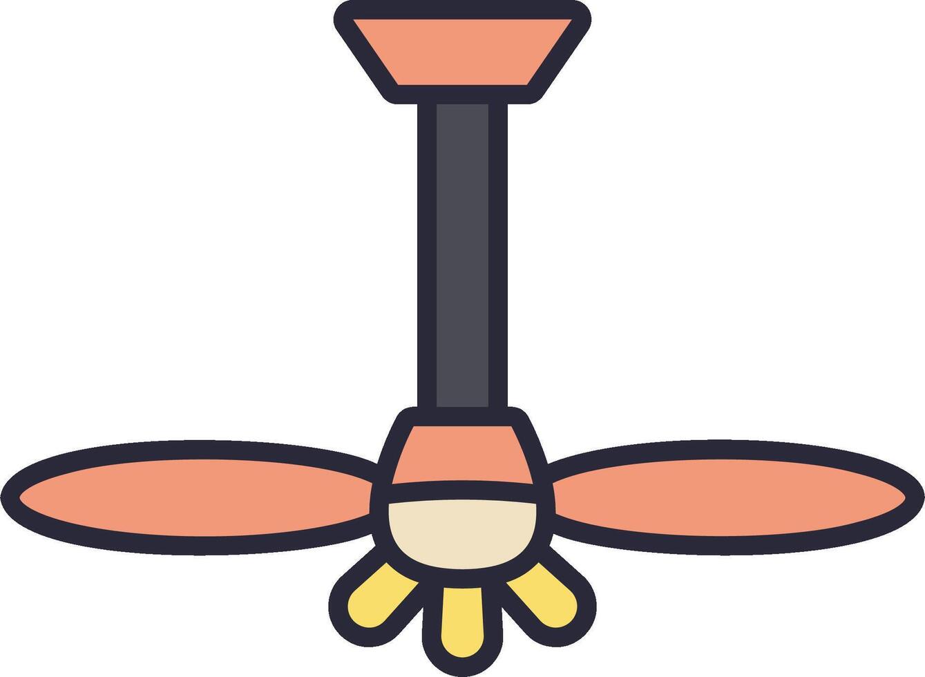 A ceiling fan with a light bulb on top vector